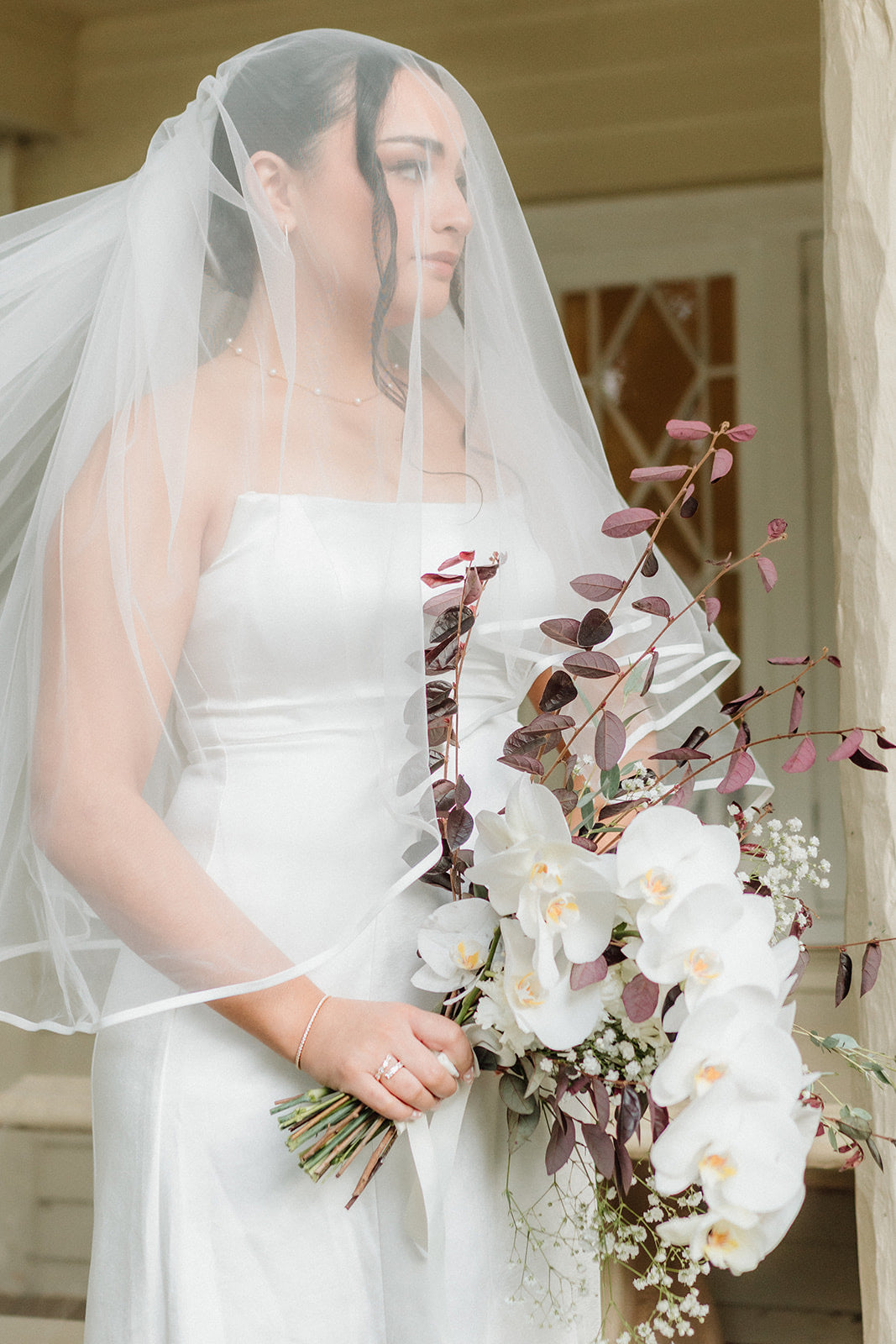 Satin Trim Blusher Veil 2m Chapel (Double Layer)