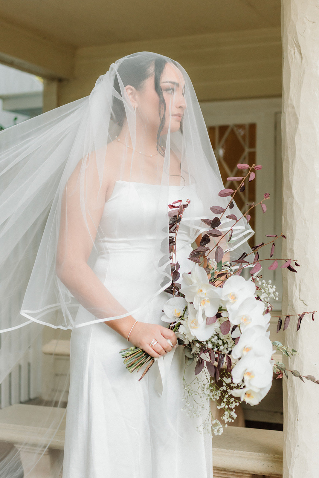 Satin Trim Bridal Veil – Cathedral Length Blusher Style (3m)