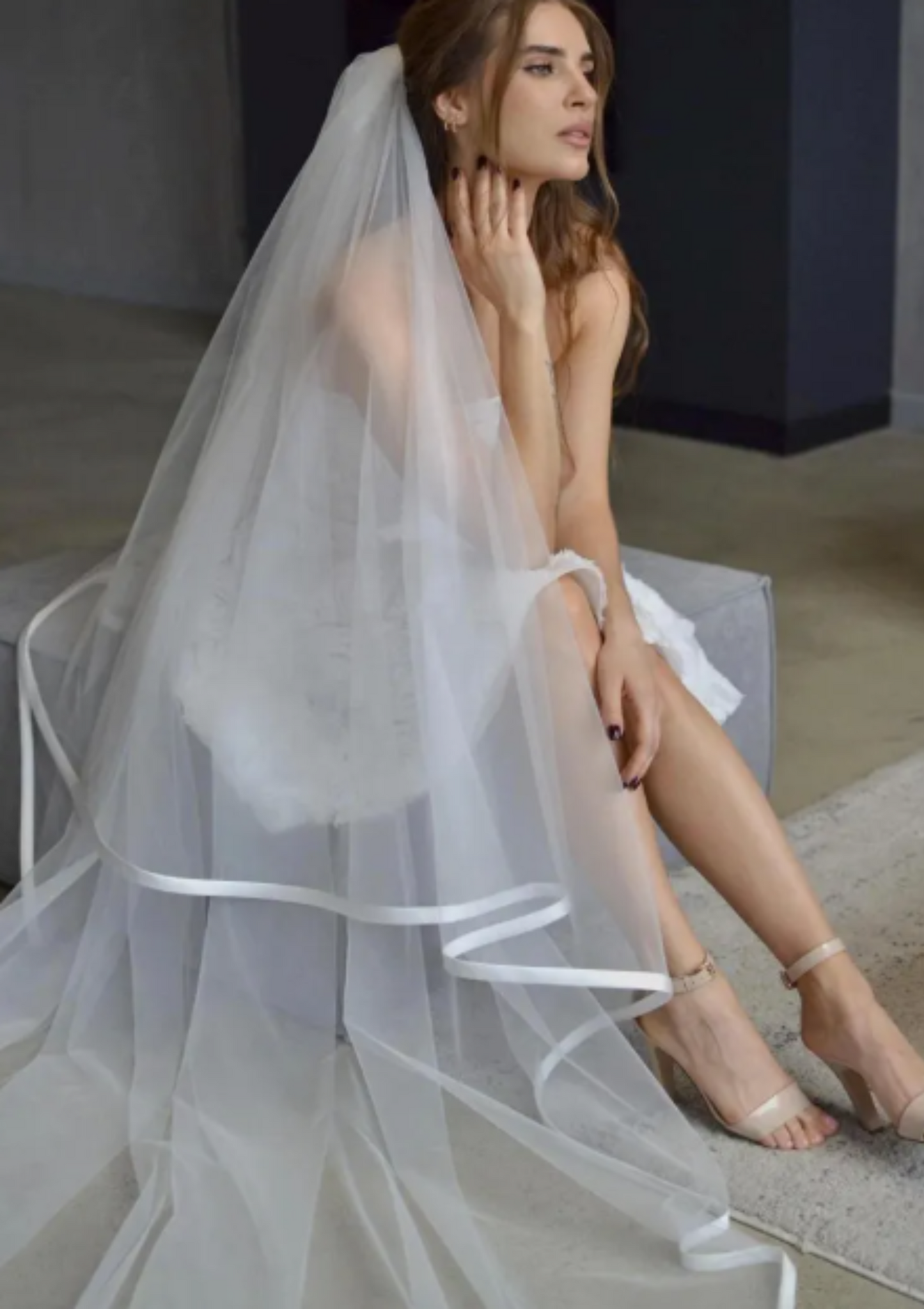 Satin Trim Blusher (Two Layer) Bridal Veil 3m