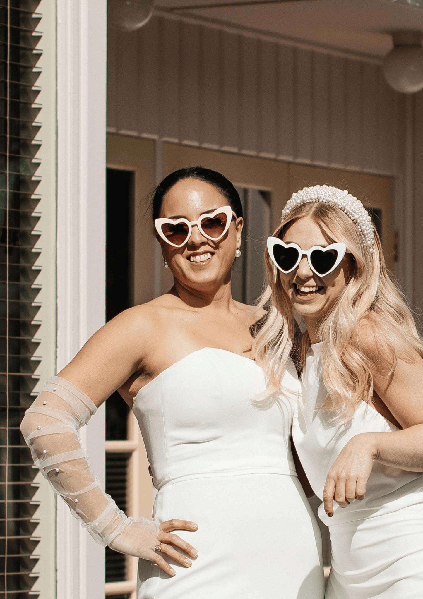 Beige Heart Sunglasses