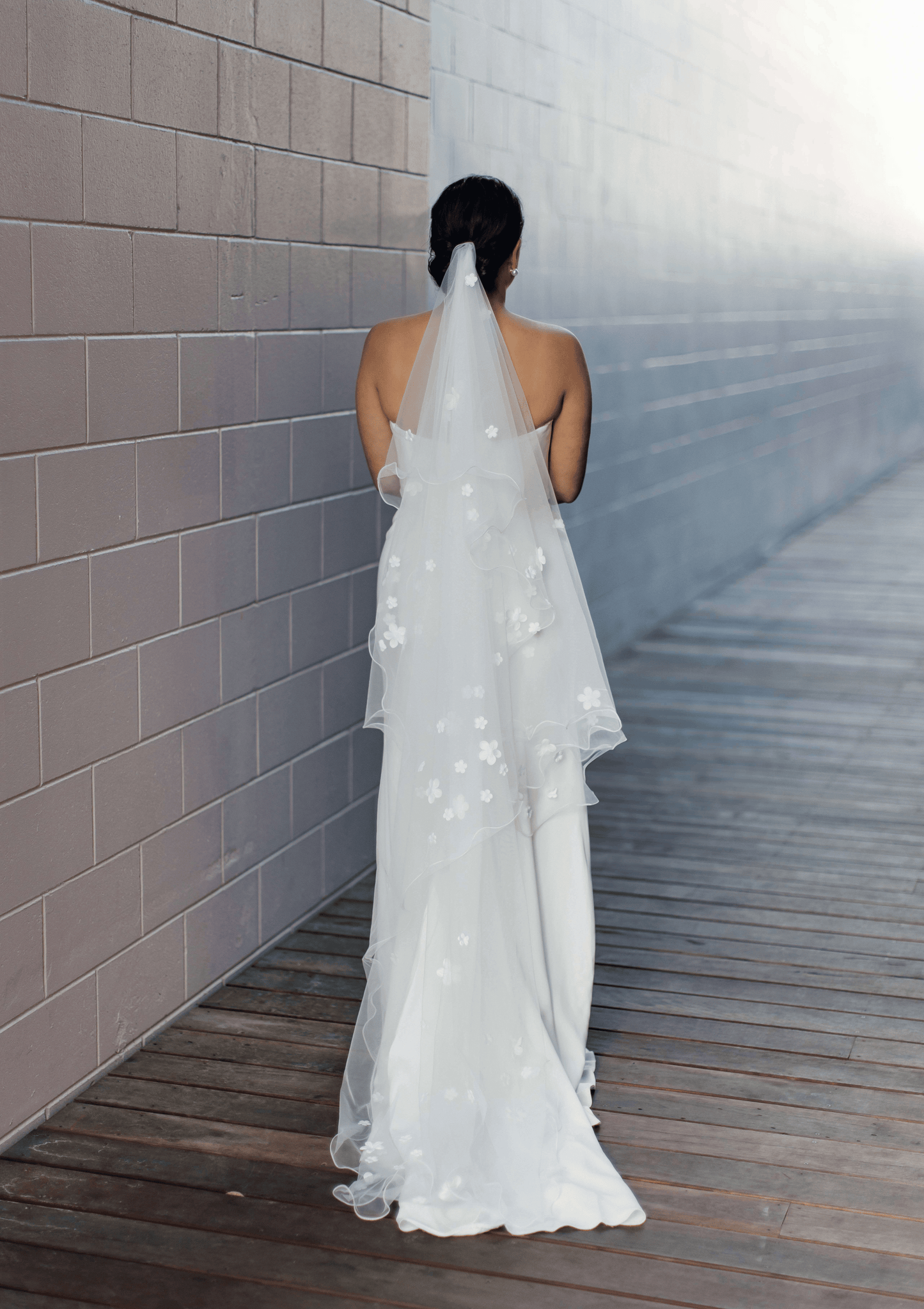 Antique Floral Bridal Veil Long