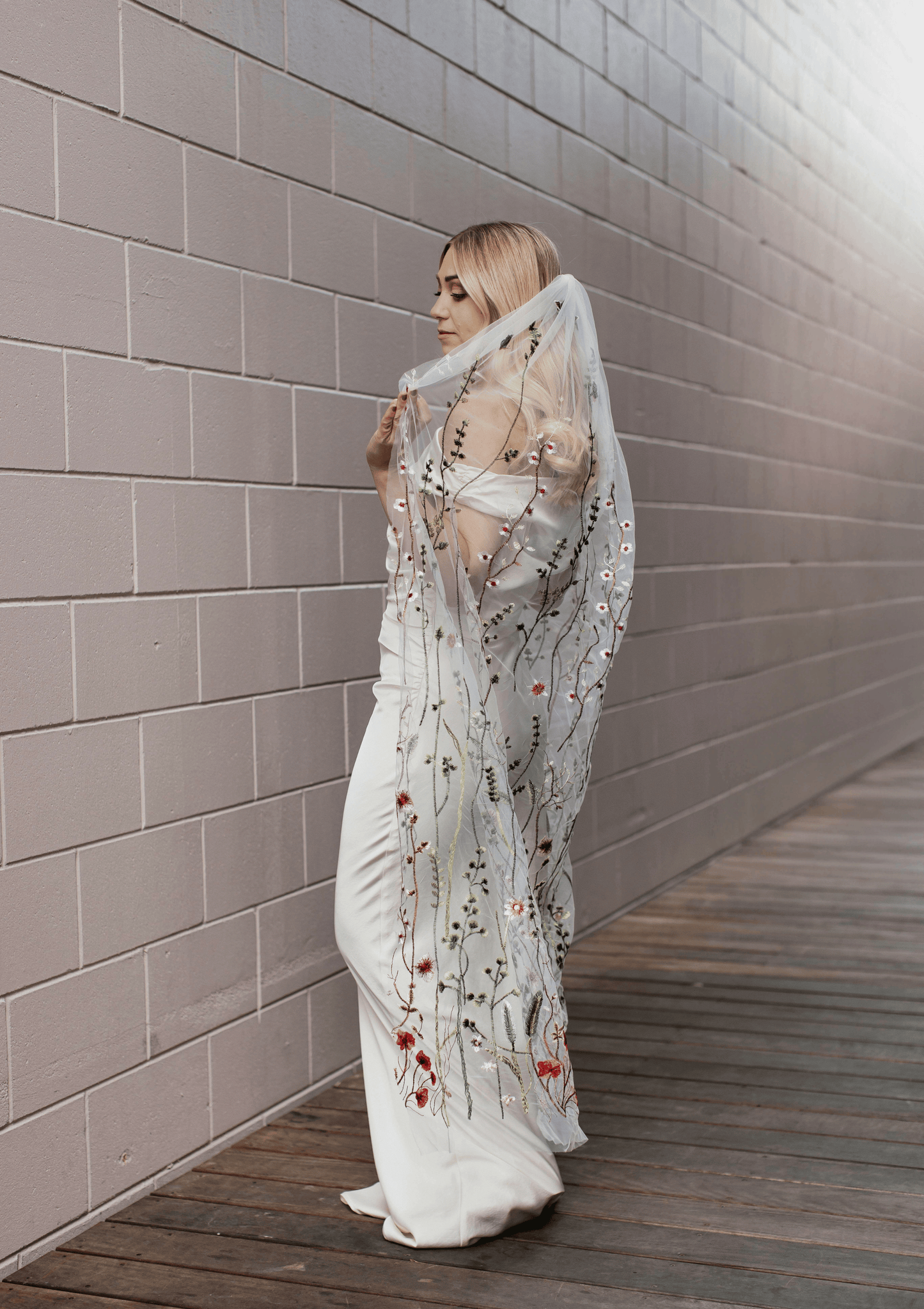 Colourful Floral Bridal Veil 1.6m