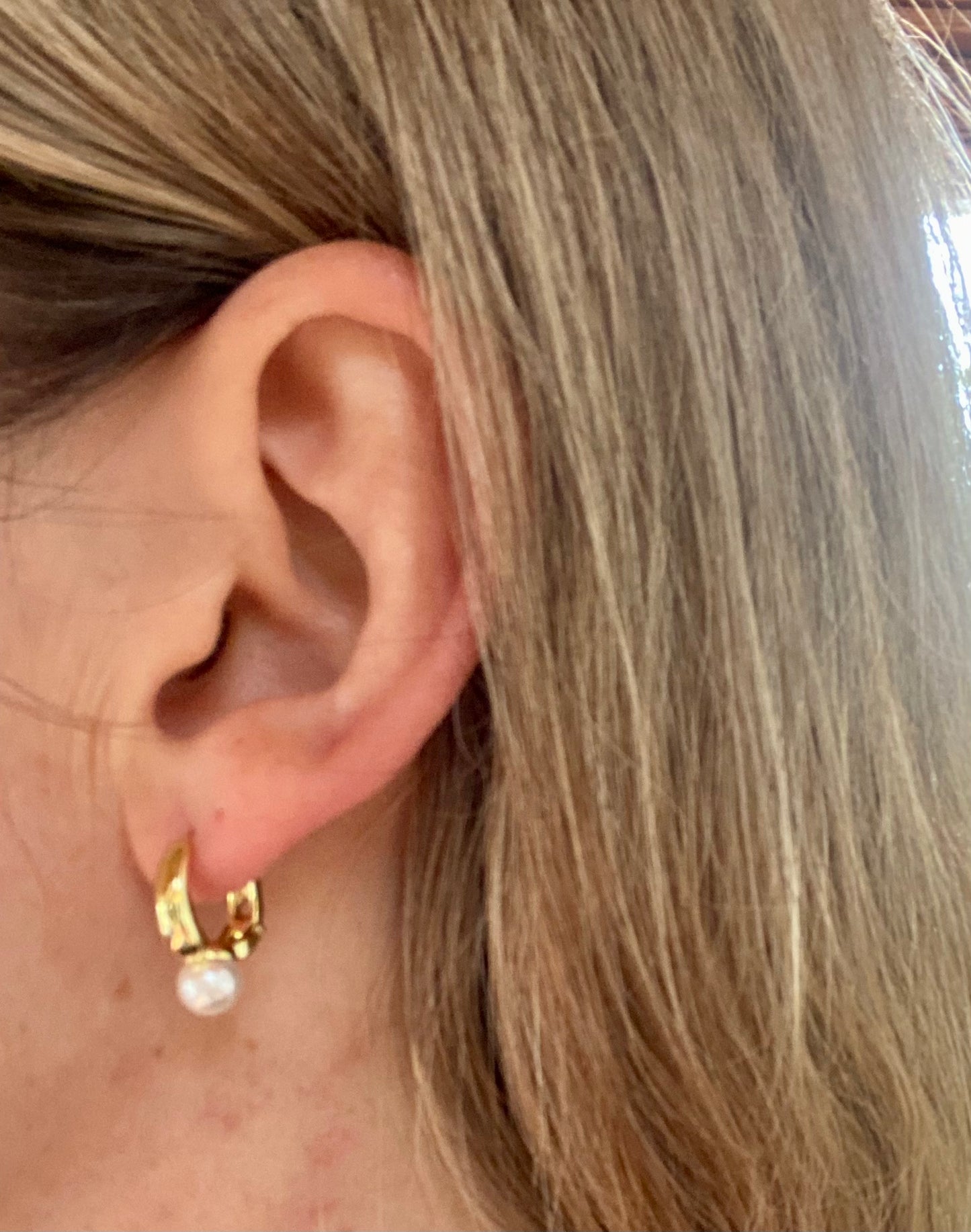 Simple Pearl Hoop Earrings