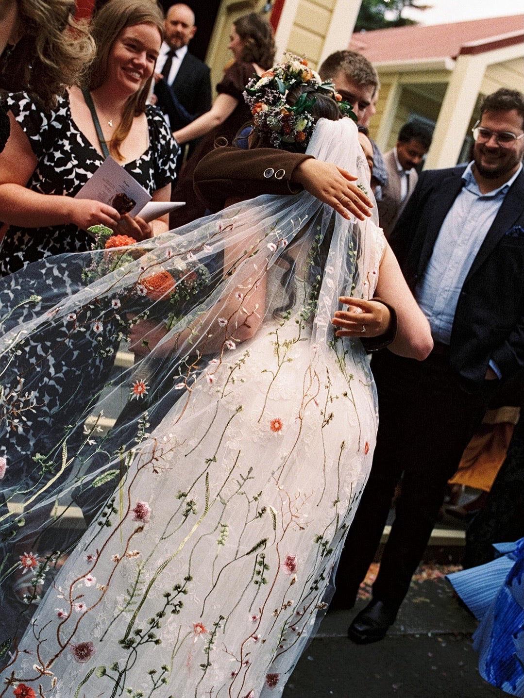 Colourful Floral Bridal Veil 1.6m