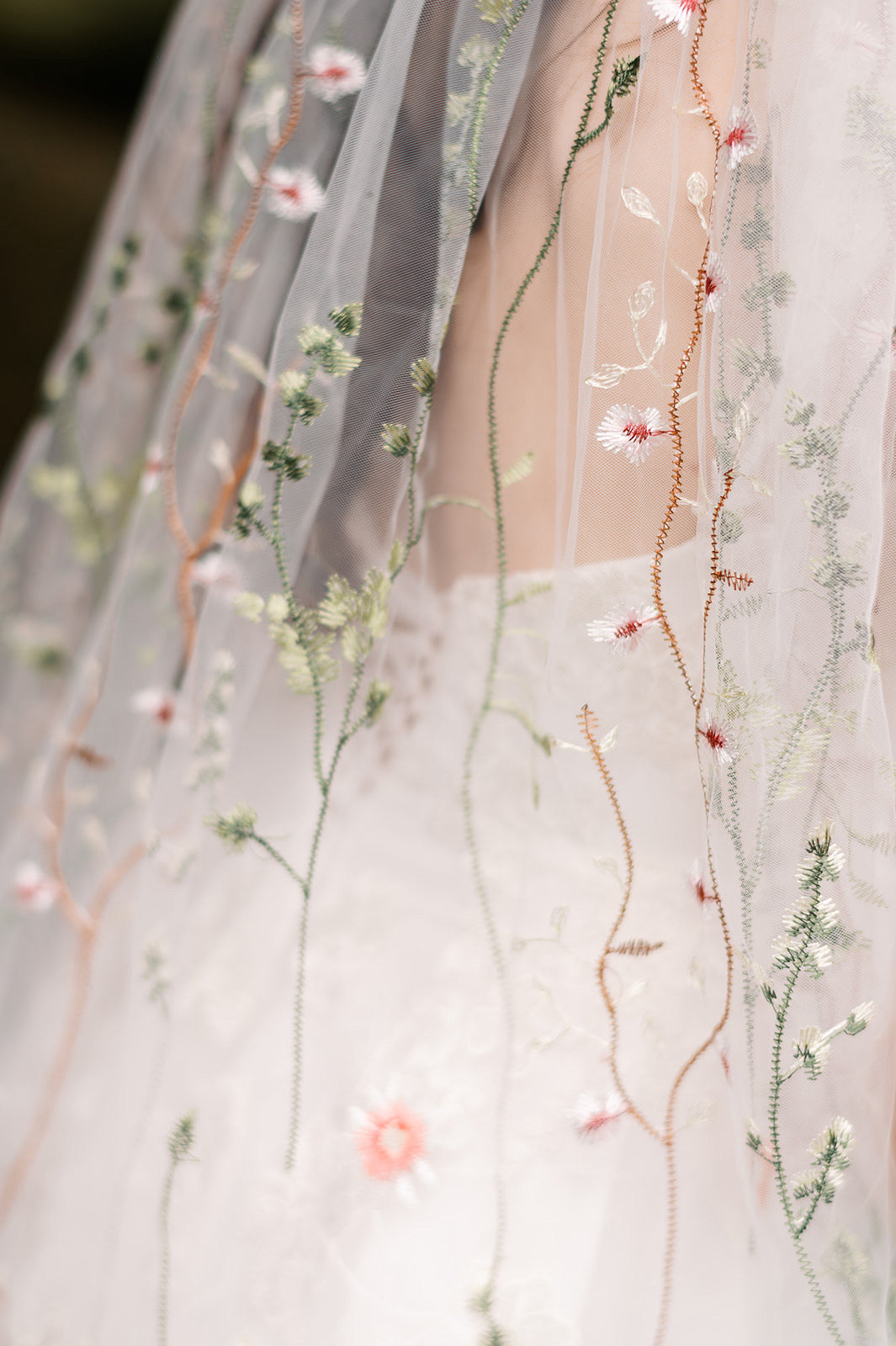 Colourful Floral Bridal Veil 1.6m
