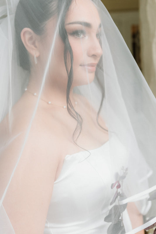 Satin Trim Blusher (Two Layer) Bridal Veil 3m