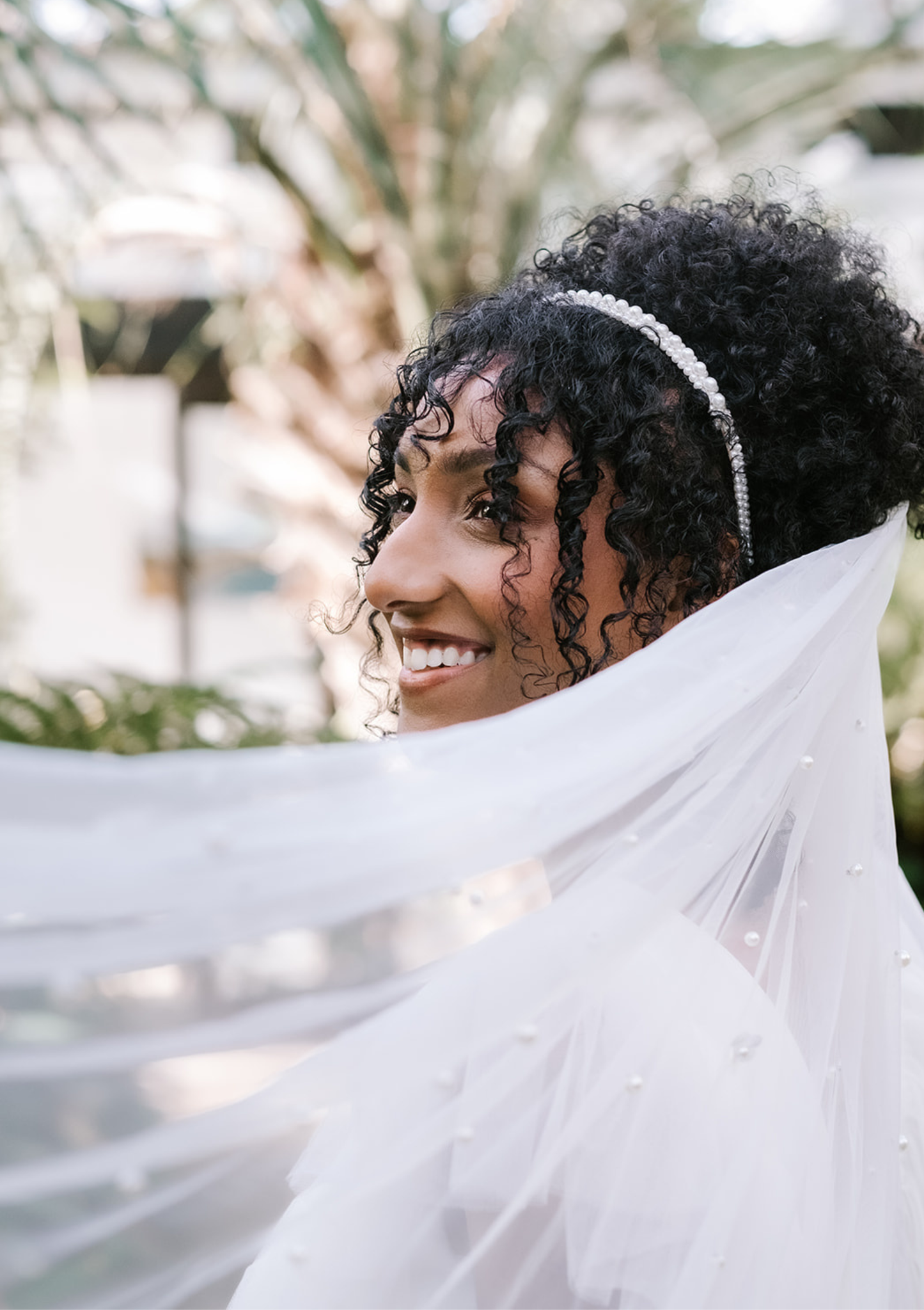 Pearl Bridal Veil 1m (Fingertip Veil)