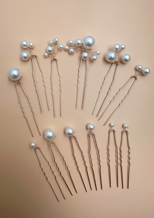 Clara Gold Pearl Hair Pins