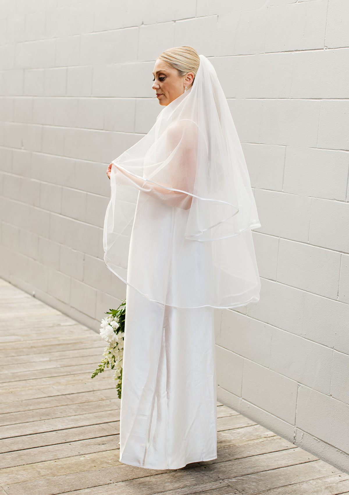 Satin Trim Blusher Veil 1m Fingertip (Double Layer)