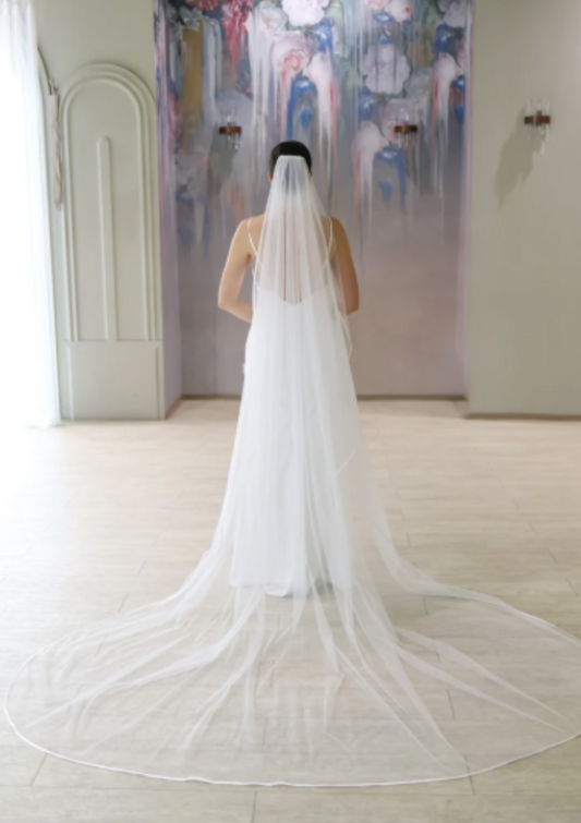 Satin Trim Bridal Veil 2m Floor Length