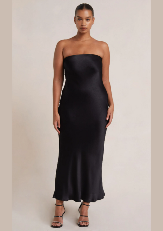 Black Bridesmaid Dress- Strapless