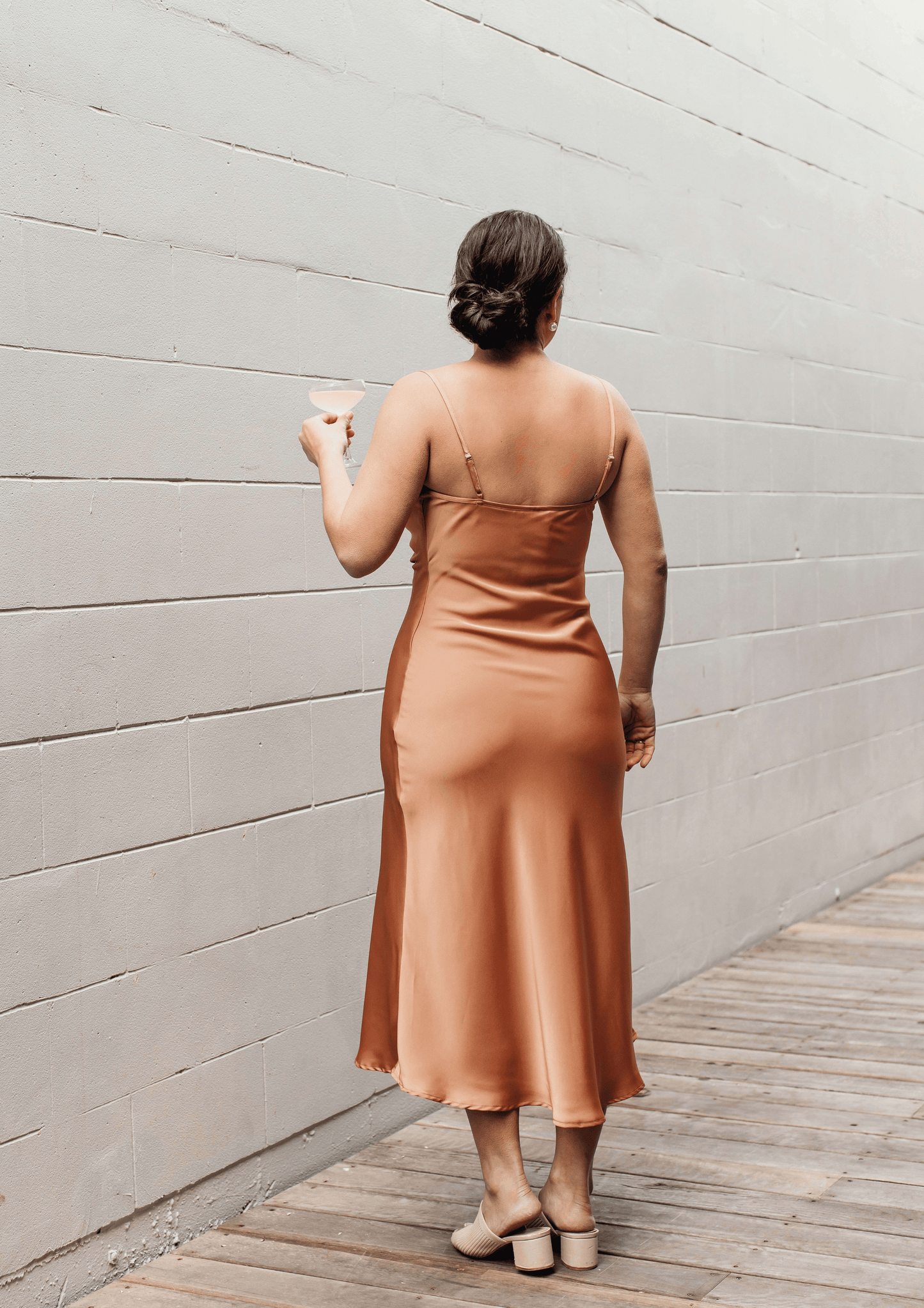Terracotta Bridesmaid Dress- Cowl Neck