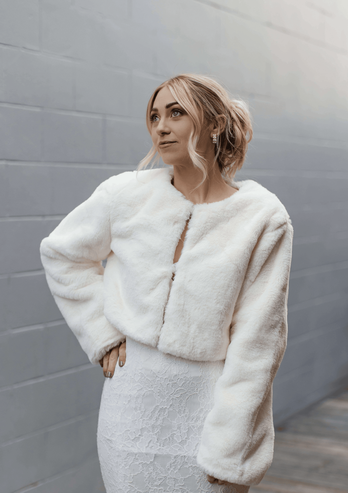 White Faux Fur Bridal Jacket