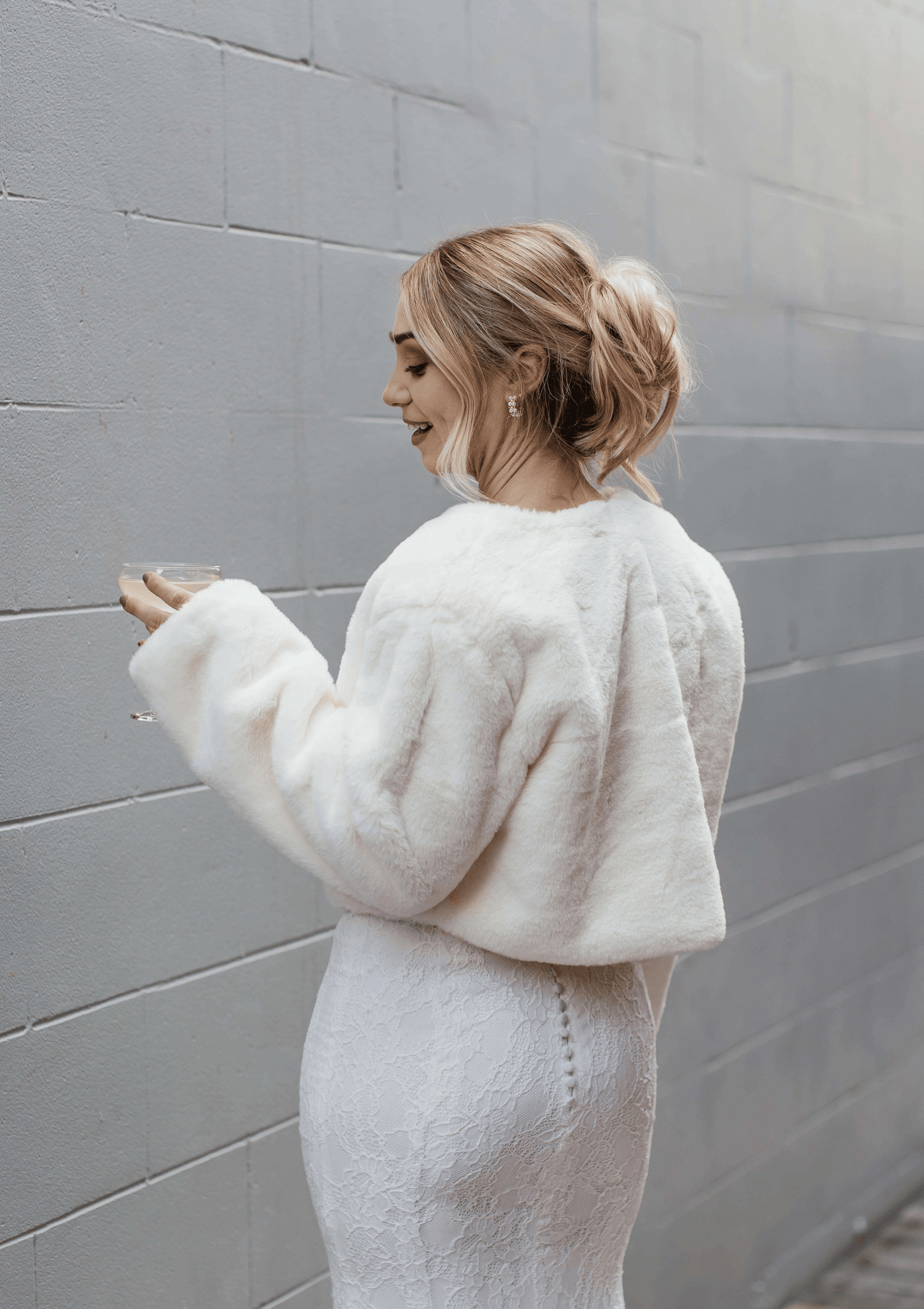 White Faux Fur Bridal Jacket