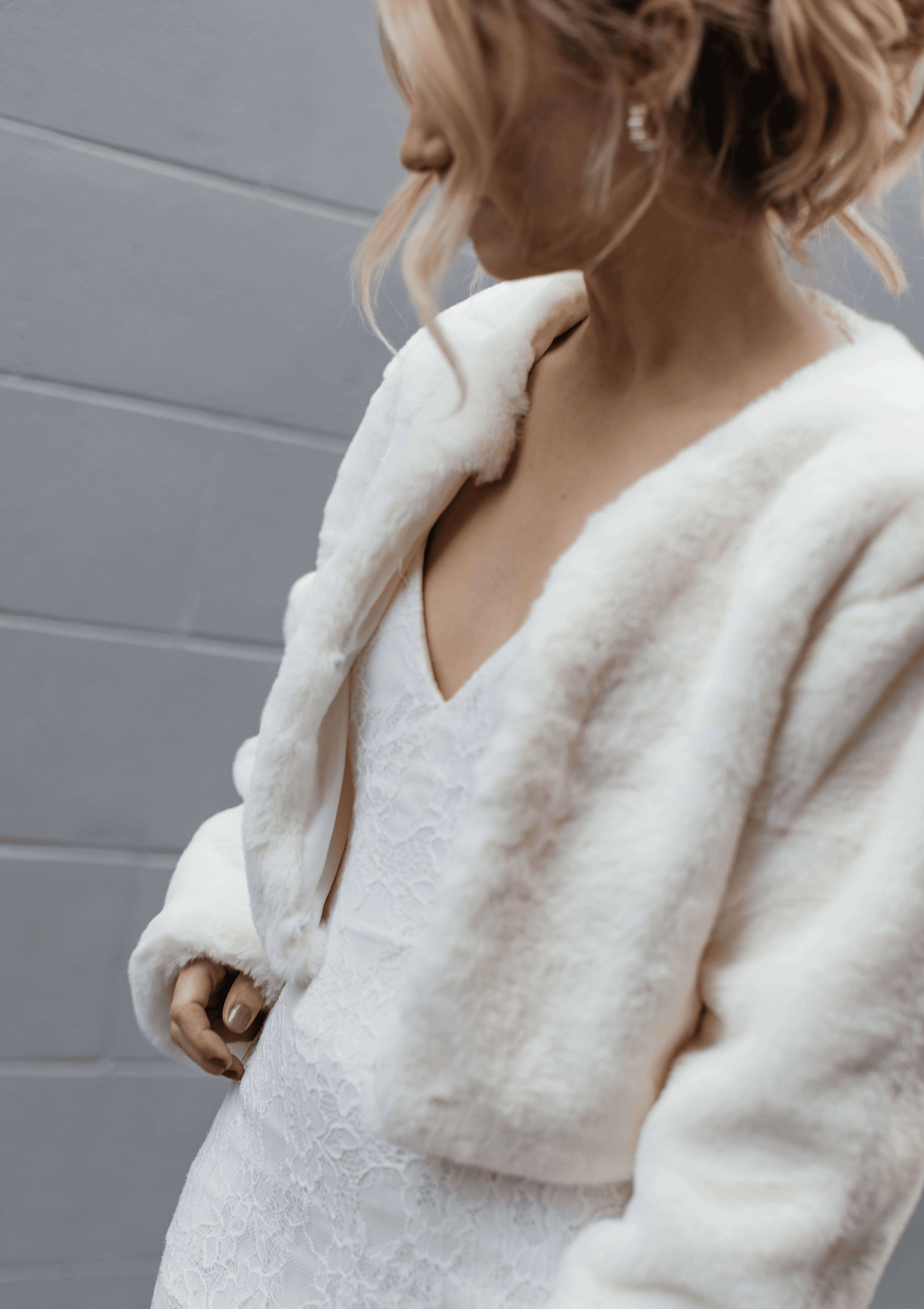 White Faux Fur Bridal Jacket