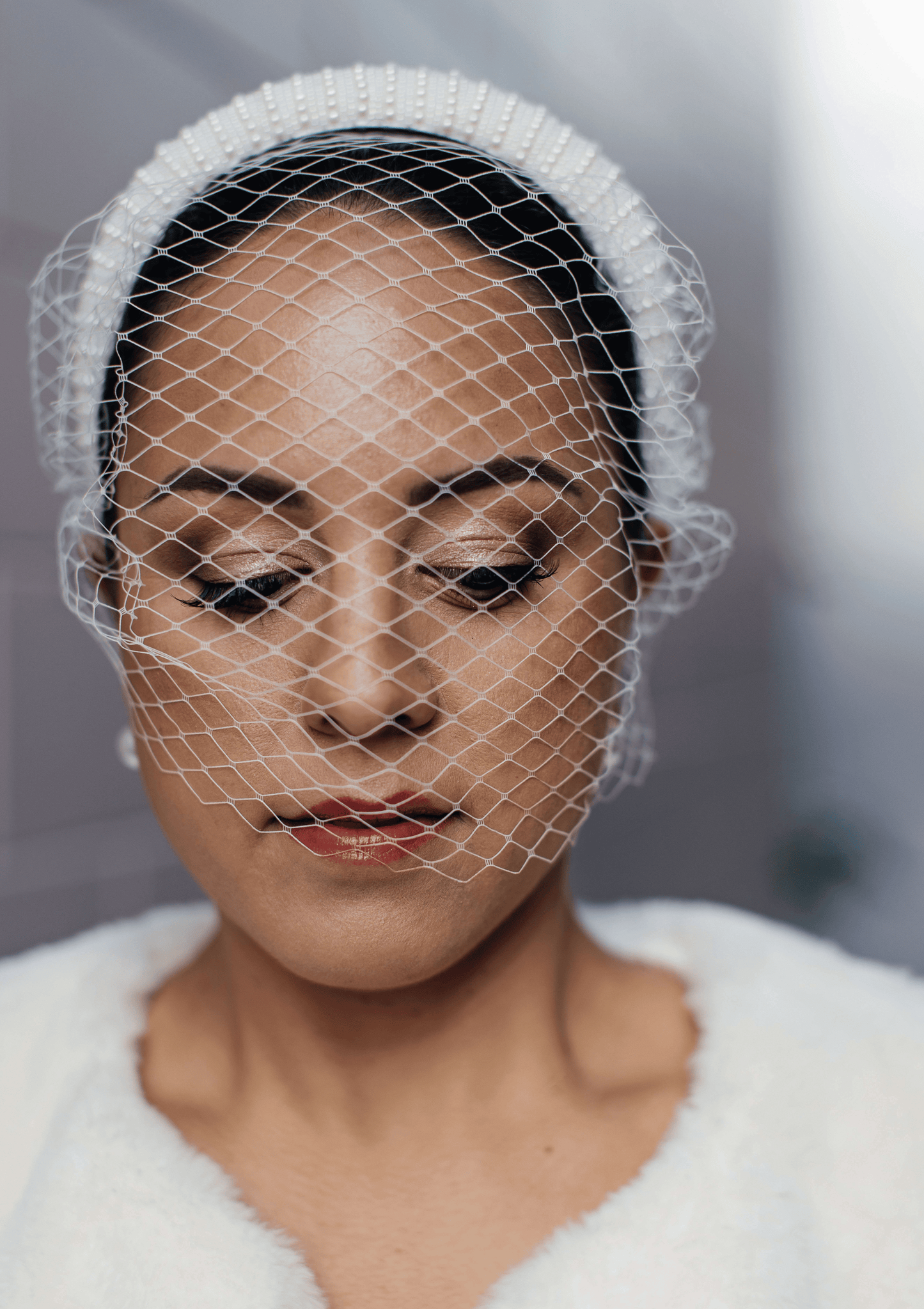 Pearl Bridal Birdcage Veil