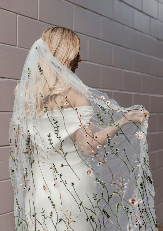 Colourful Floral Bridal Veil 2m