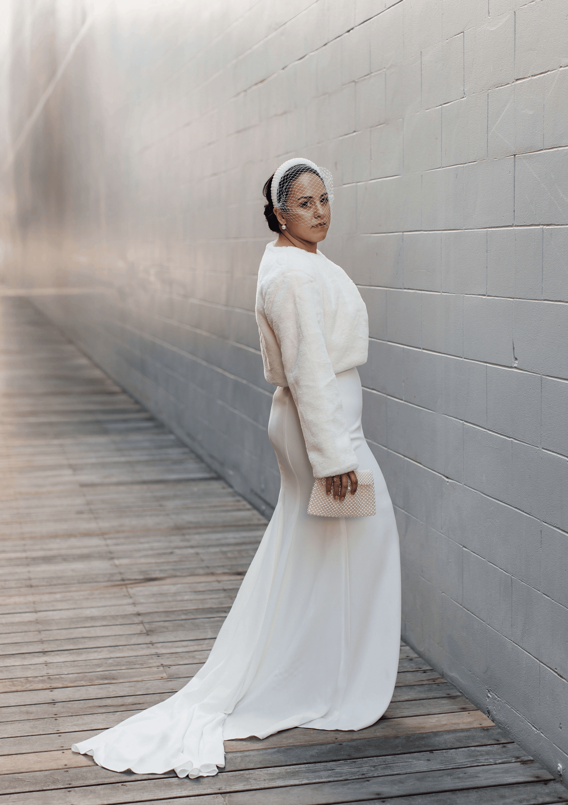 White Faux Fur Bridal Jacket – Veils More NZ1